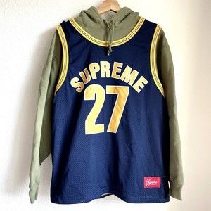 Supreme Basketball Jersey Hooded Sweatshirt Light Olive Size Large